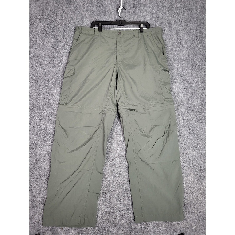 Columbia Convertible Hiking Pants Mens 42x30 Green Omni Shade Ripstop Cargo Walk